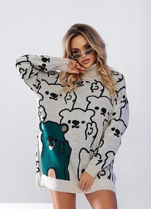 Трендовый теплый свитер оверсайз с коалой7 фото