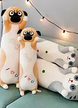 М'яка іграшка подушка, обіймашка, довгий кіт батон, собака-бапс батон, 85 см.