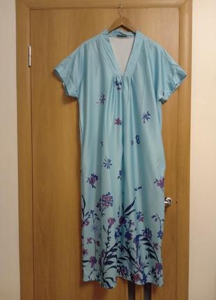 Цветное трикотажное платье с карманами, размер 143 фото