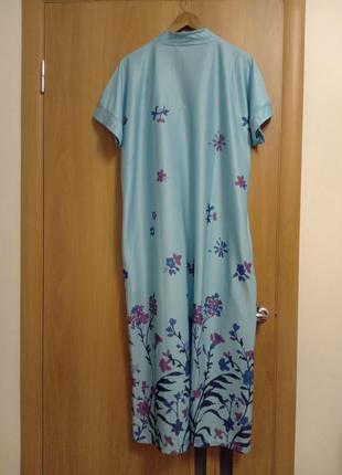 Цветное трикотажное платье с карманами, размер 148 фото