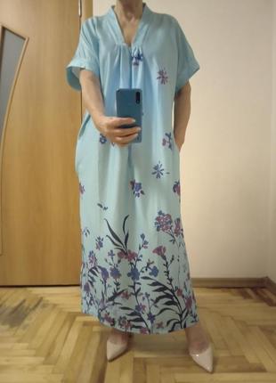 Цветное трикотажное платье с карманами, размер 146 фото