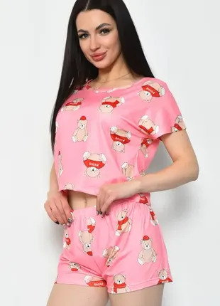 Классная пижама-двойка с принтом мишка / футболка и шорты