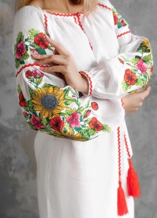 4556 ексклюзивна дизайнерська сукня вишиванка з сімейного комплекту " сонячна україна"2 фото
