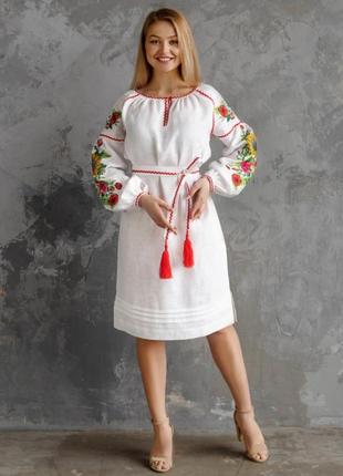 4556 ексклюзивна дизайнерська сукня вишиванка з сімейного комплекту " сонячна україна"6 фото