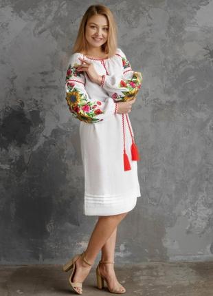 4556 ексклюзивна дизайнерська сукня вишиванка з сімейного комплекту " сонячна україна"5 фото