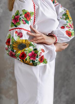 4556 ексклюзивна дизайнерська сукня вишиванка з сімейного комплекту " сонячна україна"8 фото