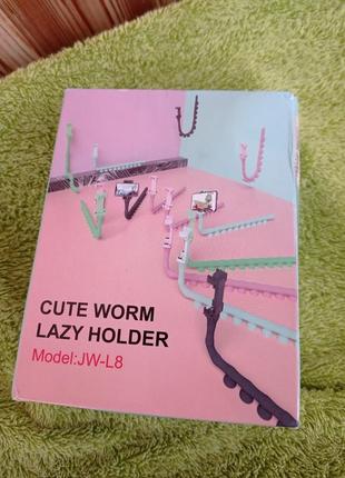 Тримач для телефона у формі гусениці cute worm lazy phone holder jw-l8 з присосками — рожевий9 фото