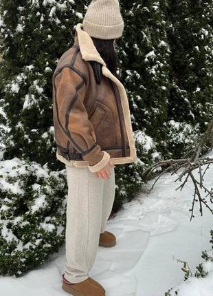 Теплая зимняя плотная дубленка из экокожи на меху, дубленка женская с эко кожи на зам6 фото