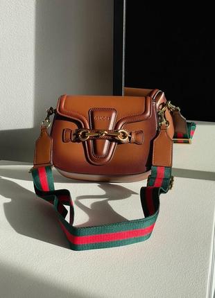 Жіноча сумка gucci lady web leather shoulder bag brown