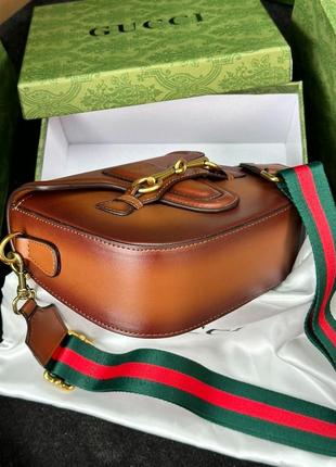 Женская сумка gucci lady web leather shoulder bag brown8 фото