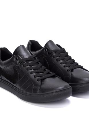 Мужские кожаные кроссовки check nike black