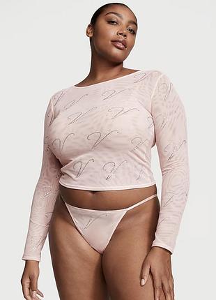 Подарочный набор shine mesh 'v' logo top & panty victoria’s secret виктория сикрет оригинал3 фото