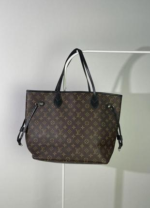 Жіноча сумка louis vuitton neverfull brown/black