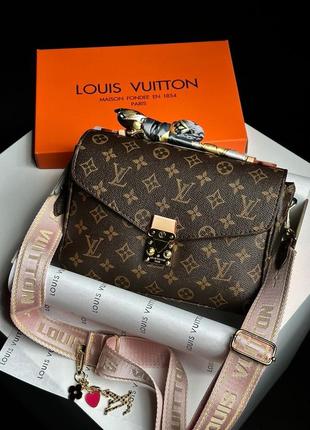 Женская сумка louis vuitton pochette metis new brown/pink