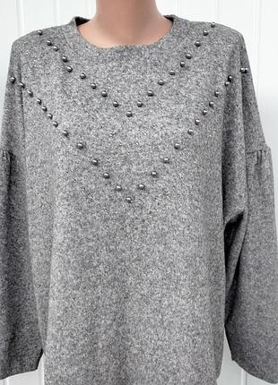 Нарядная кофта с жемчужинами батал