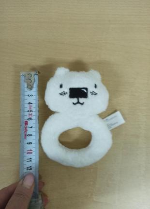 Мягкая погремушка белый котик