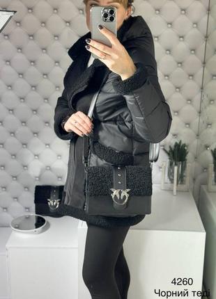 Стильная женская сумка кросс-боди с мехом тедди клатч сумочка2 фото
