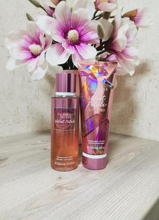 Набор парфюмированный увлажняющий спрей и лосьон candied fragrance mist velvet petals