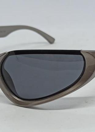 Окуляри брендові унісекс сонцезахисні вузькі лісички чорні в темно сірій оправі