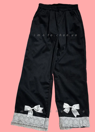 Японские штаны вельветовые  лолита с бантиками черные каваий аниме kawaii9 фото