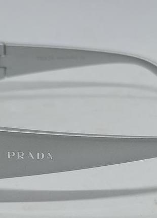 Окуляри в стилі prada сонцезахисні унісекс модні вузькі сірі лінзи сірий металік дзеркальні4 фото