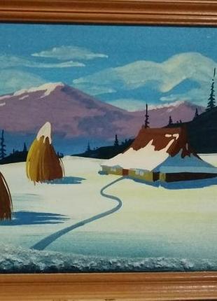 Картина маслом "карпаты"( объемная).