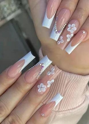 Набор акриловых накладных ногтей с дизайном клей в комплекте 💅1 фото