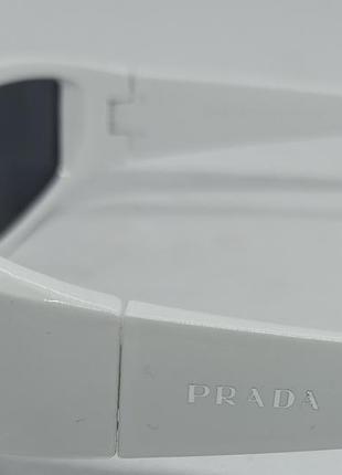 Окуляри в стилі prada унісекс сонцезахисні модні вузькі лінзи чорні в білій оправі5 фото