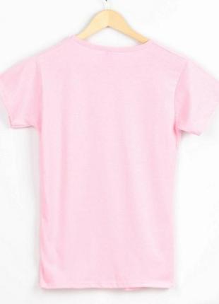 Стильная розовая пудра футболка с рисунком модная5 фото