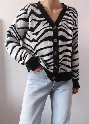 Кардиган принт светр з гудзиками светр принт зебри пуловер реглан лонгслів кофта оверсайз6 фото