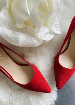 Новы красные туфли лодочки 👠 замш р 376 фото