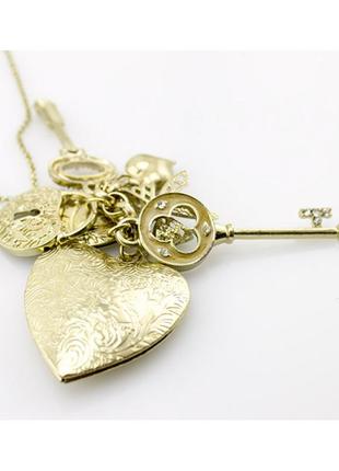 Кулон ключ, серце та замок в одному наборі модної біжутерії недорого та дуже стильно!8 фото