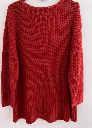 Красивый красный свитер туника полувер джемпер3 фото