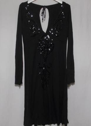 Вечірнє плаття з декольте чорне трикотаж віскоза 'nolita de nimes' італія 46р