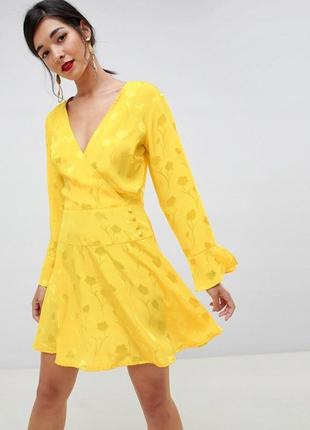 Яркое желтое платье мини1 фото