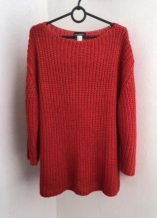 Красивый красный свитер туника полувер джемпер5 фото