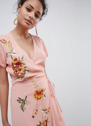 Платье макси miss selfridge с вышивкой и короткими рукавами3 фото