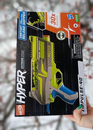 Бластер nerf hyper impulse-40 нерф пістолет м'ячі окуляри8 фото