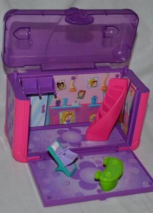 Mattel polly pocket домик чемодан магнитный игровой полли покет салон2 фото