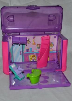 Mattel polly pocket домик чемодан магнитный игровой полли покет салон6 фото