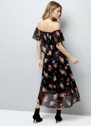 Чорна довга сукня з квітковим принтом від new look2 фото