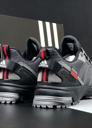 Adidas marathon кросівки чоловічі сірі з чорним текстиль текстильні легкі демісезон низькі демісезонні весняні відмінна якість5 фото