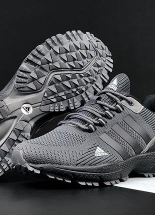 Adidas marathon кросівки чоловічі сірі з чорним текстиль текстильні легкі демісезон низькі демісезонні весняні відмінна якість7 фото