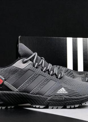 Adidas marathon кросівки чоловічі сірі з чорним текстиль текстильні легкі демісезон низькі демісезонні весняні відмінна якість3 фото