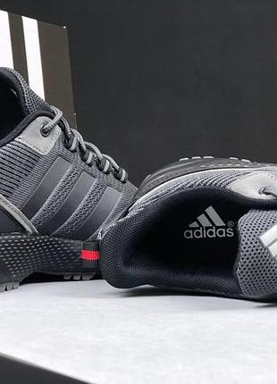 Adidas marathon кросівки чоловічі сірі з чорним текстиль текстильні легкі демісезон низькі демісезонні весняні відмінна якість4 фото