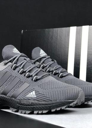 Adidas marathon кросівки чоловічі сірі з чорним текстиль текстильні легкі демісезон низькі демісезонні весняні відмінна якість6 фото