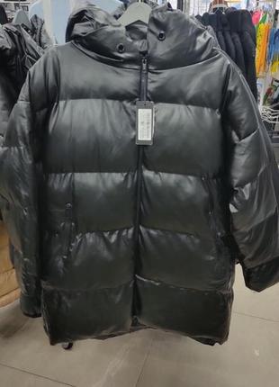 Куртка подовжена жіноча екошкіра зима1 фото