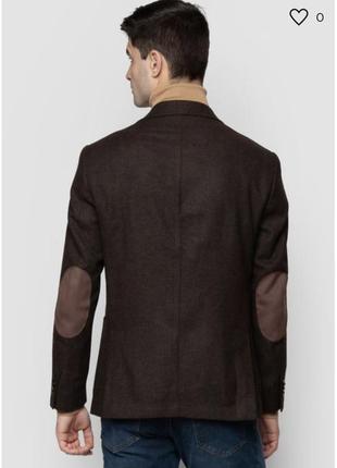 Мужской коричневый шерстяной пиджак10 фото