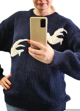 Крутой классный, отличный винтажный оверсвз унисекс свитер ретро винтаж аппликация7 фото