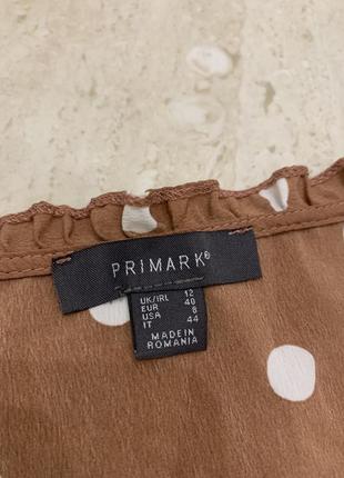 Блуза блузка primark в горох коричнева2 фото